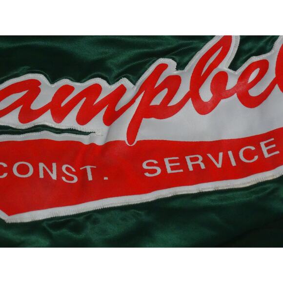 Vtg Unique Delong Green Orange Satin Bomber Jacket XL Made in USA Workwear - Picture 2 of 8